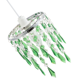 Happy Homewares Waterfall Design Clear and Emerald Acrylic Drops and Beads Pendant Shade - Size: 22 x 16 x 16cm - Green - Wilko - thumbnail 5