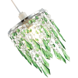 Happy Homewares Waterfall Design Clear and Emerald Acrylic Drops and Beads Pendant Shade - Size: 22 x 16 x 16cm - Green - Wilko - thumbnail 6