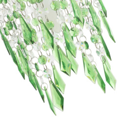 Happy Homewares Waterfall Design Clear and Emerald Acrylic Drops and Beads Pendant Shade - Size: 22 x 16 x 16cm - Green - Wilko - thumbnail 7