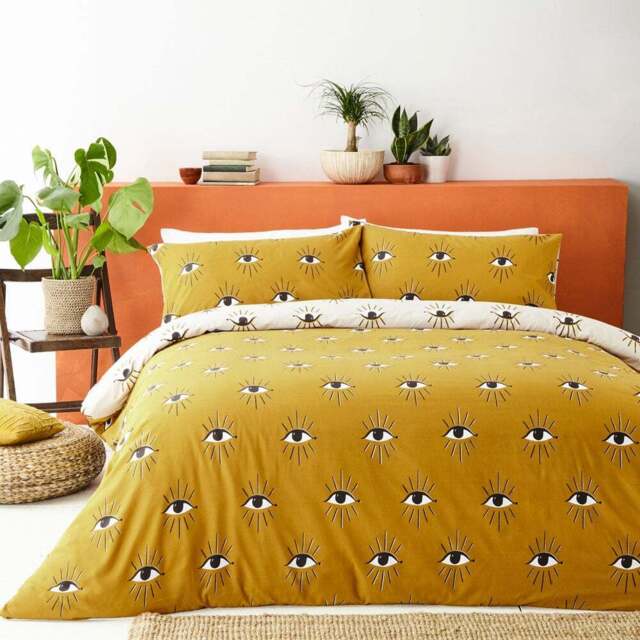 furn. Theia King Size Ochre Duvet Set - Orange - Wilko - image 1