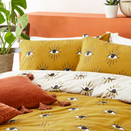 furn. Theia King Size Ochre Duvet Set - Orange - Wilko - thumbnail 3
