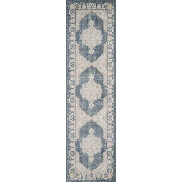 Desire Rugs Maia Navy Orchid Floral Non Slip Rug 60 x 220cm - Blue - Wilko - image 1