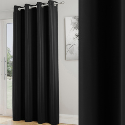Enhanced Living Supersoft Black Blackout Eyelet Thermal Single Door Curtain 168 x 214cm - Wilko - thumbnail 5