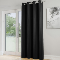 Enhanced Living Supersoft Black Blackout Eyelet Thermal Single Door Curtain 168 x 214cm - Wilko