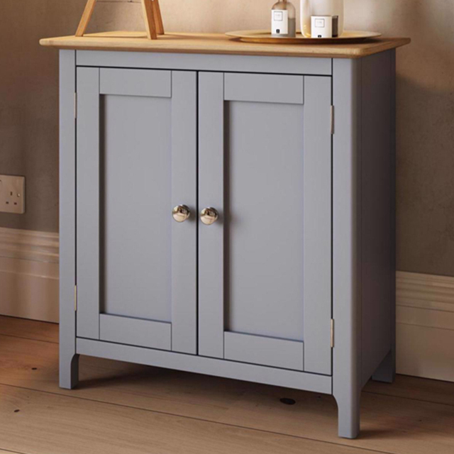 FWStyle Taberno 2 Door Dove Grey and Oak Compact Sideboard - Size: 67 x 65 x 33cm - Wilko - image 1