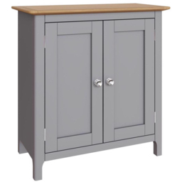 FWStyle Taberno 2 Door Dove Grey and Oak Compact Sideboard - Size: 67 x 65 x 33cm - Wilko - thumbnail 3