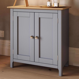 FWStyle Taberno 2 Door Dove Grey and Oak Compact Sideboard - Size: 67 x 65 x 33cm - Wilko - thumbnail 1