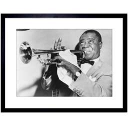 Wee Blue Coo Louis Armstrong Playing Trumpet Music Jazz Framed Wall Art Print 23 x 18cm - Size: 25.9 x 20.6 x 1.5cm - Grey - Wilko - thumbnail 1