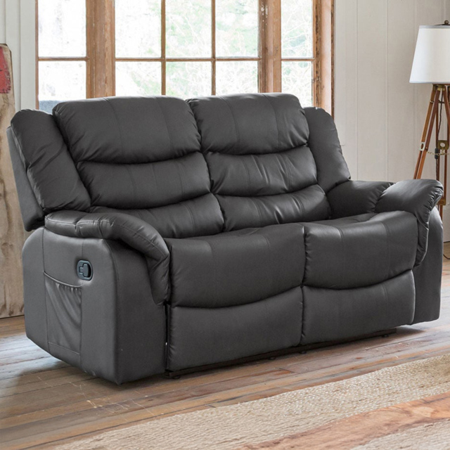 Almeira 2 Seater Grey Bonded Leather Recliner Sofa - Artemis Home - Wilko - image 1