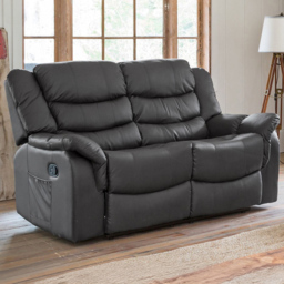 Almeira 2 Seater Grey Bonded Leather Recliner Sofa - Artemis Home - Wilko