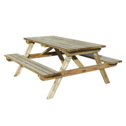 Picnic Bench 5ft - Size: 70 x 150 x 150cm - Brown - Rowlinson - Wilko - thumbnail 3