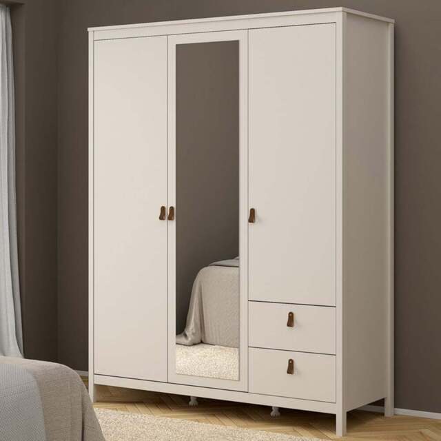 Florence Barcelona 3 Door 2 Drawer Cashmere Wardrobe with Mirror - Size: 199 x 150 x 58.4cm - Wilko - image 1