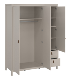 Florence Barcelona 3 Door 2 Drawer Cashmere Wardrobe with Mirror - Size: 199 x 150 x 58.4cm - Wilko - thumbnail 4