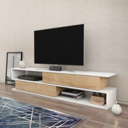 Decorotika Cortez 2 Shelf White and Sapphire Oak TV Unit - Size: 40 x 160 x 35cm - Multi - Wilko - thumbnail 6