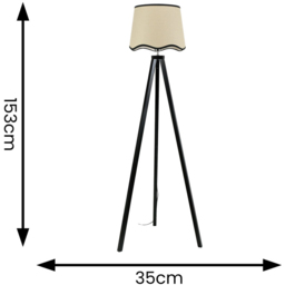 ValueLights Barbro Trim Scallop Shade Black Tripod Floor Lamp and Bulb - Wilko - thumbnail 5