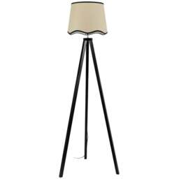 ValueLights Barbro Trim Scallop Shade Black Tripod Floor Lamp and Bulb - Wilko