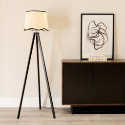 ValueLights Barbro Trim Scallop Shade Black Tripod Floor Lamp and Bulb - Wilko - thumbnail 4