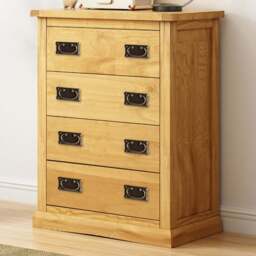 Cabinet Bits Lucca 4 Drawer Antique Wax Brass Drop Handle Chest of Drawers - Brown - Wilko