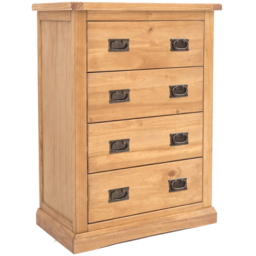 Cabinet Bits Lucca 4 Drawer Antique Wax Brass Drop Handle Chest of Drawers - Brown - Wilko - thumbnail 4
