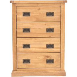 Cabinet Bits Lucca 4 Drawer Antique Wax Brass Drop Handle Chest of Drawers - Brown - Wilko - thumbnail 3
