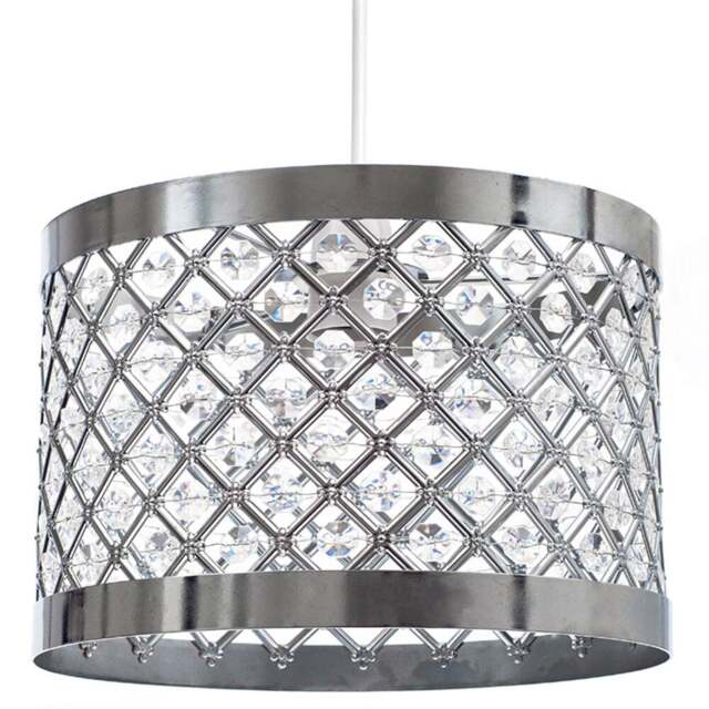 Innoteck Acrylic Moda Chrome Sparkly Ceiling Pendant Light Shade - Size: 17 x 24 x 24cm - Clear - Wilko - image 1