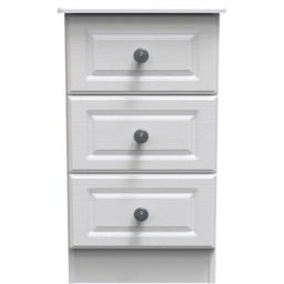 Crowndale Pembroke 3 Drawer Matt White Bedside Cabinet Ready Assembled - White Matt - Wilko - thumbnail 3