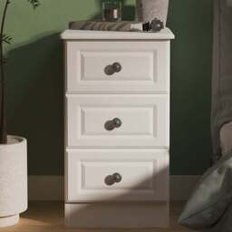 Crowndale Pembroke 3 Drawer Matt White Bedside Cabinet Ready Assembled - White Matt - Wilko - thumbnail 1