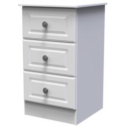 Crowndale Pembroke 3 Drawer Matt White Bedside Cabinet Ready Assembled - White Matt - Wilko - thumbnail 4