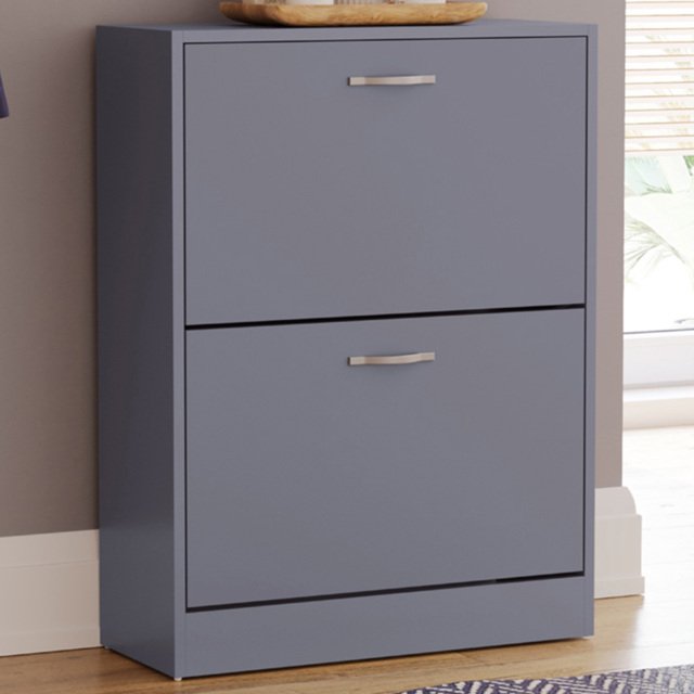 Vida Designs Grey 2-Drawer Shoe Cabinet Rack - Size: 24cm x 60 x 80cm - Wilko - image 1