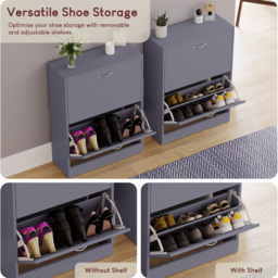 Vida Designs Grey 2-Drawer Shoe Cabinet Rack - Size: 24cm x 60 x 80cm - Wilko - thumbnail 7