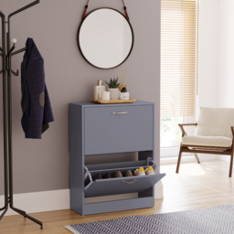 Vida Designs Grey 2-Drawer Shoe Cabinet Rack - Size: 24cm x 60 x 80cm - Wilko - thumbnail 5