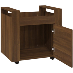 vidaXL Single Door Single Shelf Brown Oak Wooden Desk Trolley - Size: 60 x 60 x 45cm - Wilko - thumbnail 5