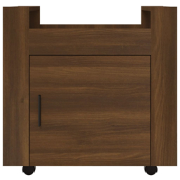 vidaXL Single Door Single Shelf Brown Oak Wooden Desk Trolley - Size: 60 x 60 x 45cm - Wilko - thumbnail 7