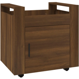vidaXL Single Door Single Shelf Brown Oak Wooden Desk Trolley - Size: 60 x 60 x 45cm - Wilko - thumbnail 3