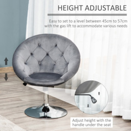Portland Grey Velvet Touch Tufted Height Adjustable Bar Stool - Size: Single - Wilko - thumbnail 6