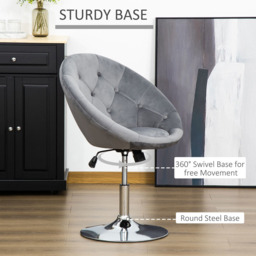 Portland Grey Velvet Touch Tufted Height Adjustable Bar Stool - Size: Single - Wilko - thumbnail 7
