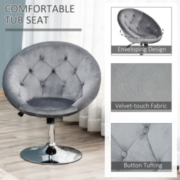 Portland Grey Velvet Touch Tufted Height Adjustable Bar Stool - Size: Single - Wilko - thumbnail 5