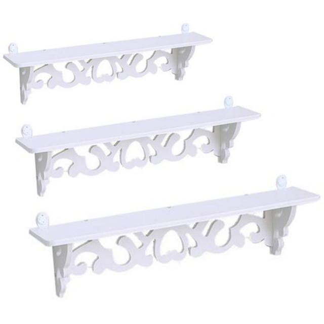 Living and Home 3 Pack White Wall Hanging Floating Shelf - Size: 11 x 60 x 12cm - Wilko - image 1