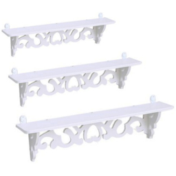 Living and Home 3 Pack White Wall Hanging Floating Shelf - Size: 11 x 60 x 12cm - Wilko - thumbnail 1