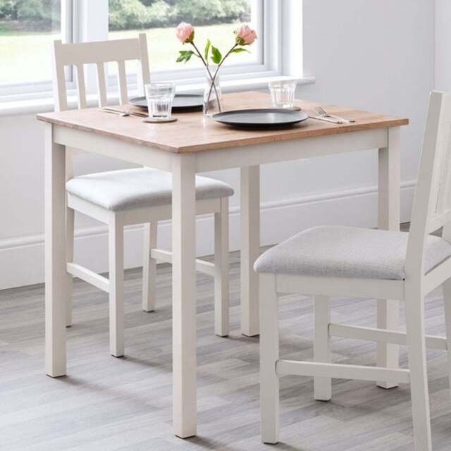 Julian Bowen Coxmoor 2 Seater Square Dining Table Ivory and Oak - Cream - Wilko - image 1