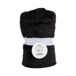Waffle Soft Fleece Throw Black - My - Wilko