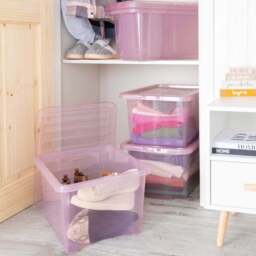 Wham 28L Pink Crystal Storage Box with Lid 5 Pack - Wilko - thumbnail 3
