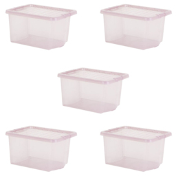Wham 28L Pink Crystal Storage Box with Lid 5 Pack - Wilko - thumbnail 1