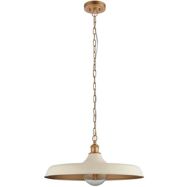 Merano Afragola Dome Matt Warm White and Satin Gold Pendant Ceiling Light - Size: 50 x 50 x 169cm - Wilko - image 1