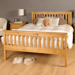 Brooklyn Double Caramel Wooden Bed Frame - Cream - Wilko - thumbnail 1