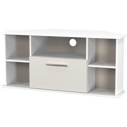 Crowndale Contrast Single Drawer 5 Shelf Grey Matt and White Corner TV Unit Ready Assembled - Size: 51 x 110 x 52cm - Grey Matt & White - Wilko - thumbnail 5