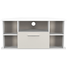 Crowndale Contrast Single Drawer 5 Shelf Grey Matt and White Corner TV Unit Ready Assembled - Size: 51 x 110 x 52cm - Grey Matt & White - Wilko - thumbnail 3