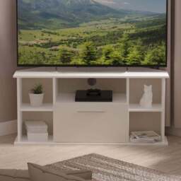 Crowndale Contrast Single Drawer 5 Shelf Grey Matt and White Corner TV Unit Ready Assembled - Size: 51 x 110 x 52cm - Grey Matt & White - Wilko - thumbnail 1