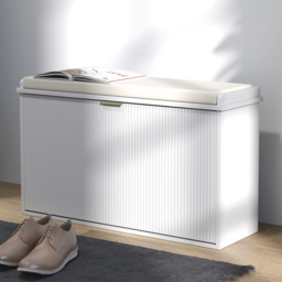 HOMCOM Single Flip Drawer White Shoe Storage Bench with Cushion - Size: 47.5 x 26 x 80cm - Wilko - thumbnail 1