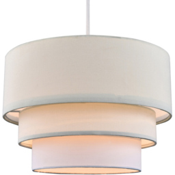 Happy Homewares 3 Tier Round Cream and White Cotton Fabric Pendant Shade - Size: 20 x 30 x 30cm - Wilko - thumbnail 3